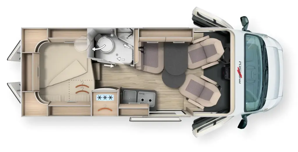 MA Grundriss Malibu Van Comfort 600 DB MJ2024 Kopie